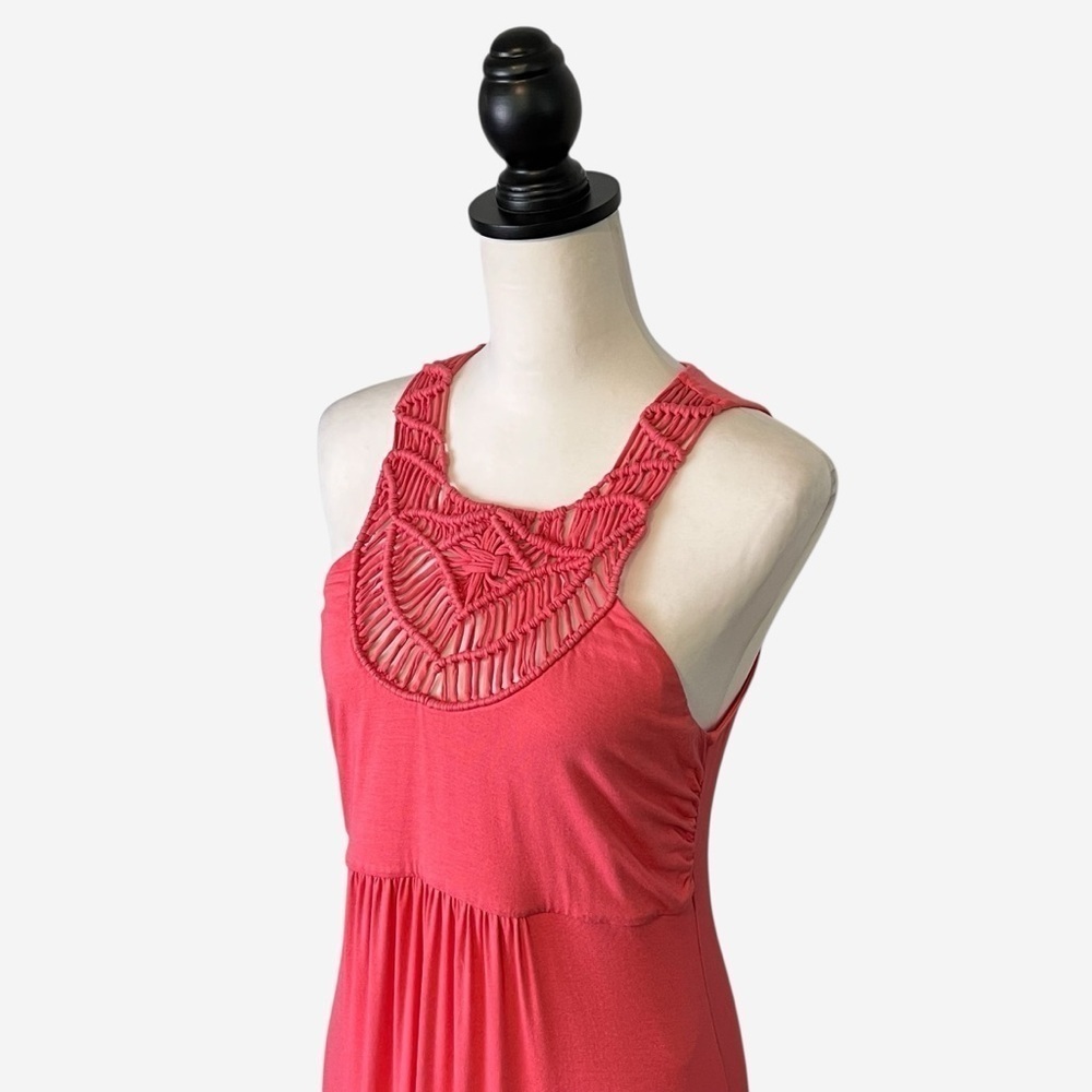 Tommy Bahama Tambour Crochet Neck Maxi Dress Coral Medium M - Picture 3 of 11